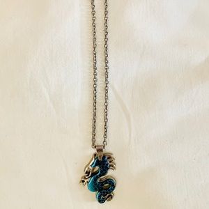 Chained blue dragon necklace